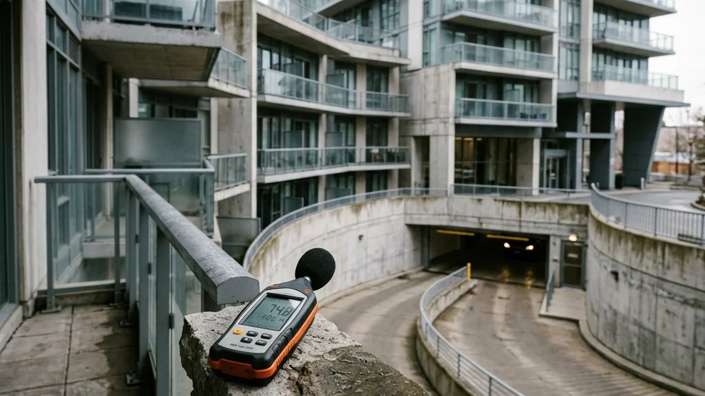 住宅大樓車道出口與二樓窗戶的鄰近關係。