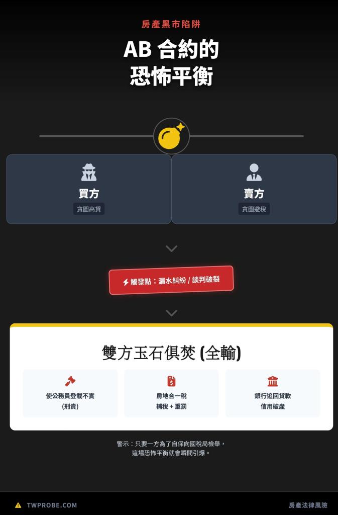 AB 合約後的囚徒困境:任何一方的背叛都將導致雙方入獄。
