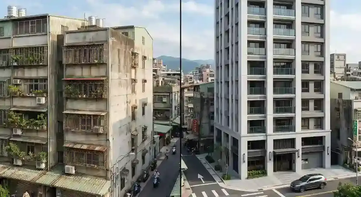 舊世代公寓與現代電梯大樓之物理對比