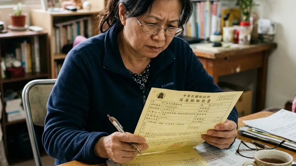 Taiwan taxpayer reviewing property tax bill
