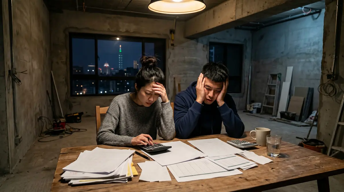 2026年預售屋交屋潮面臨銀行鑑價落差與貸款成數不足，首購族正煩惱交屋現金缺口問題。