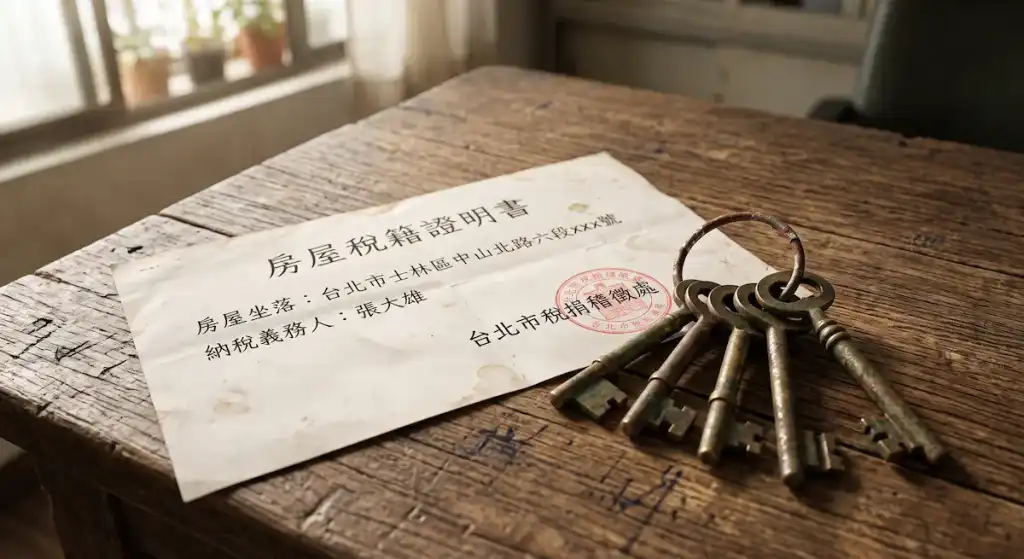 2026年台灣未保存登記老屋交易前置調查:房屋稅籍證明書與老屋鑰匙特寫
